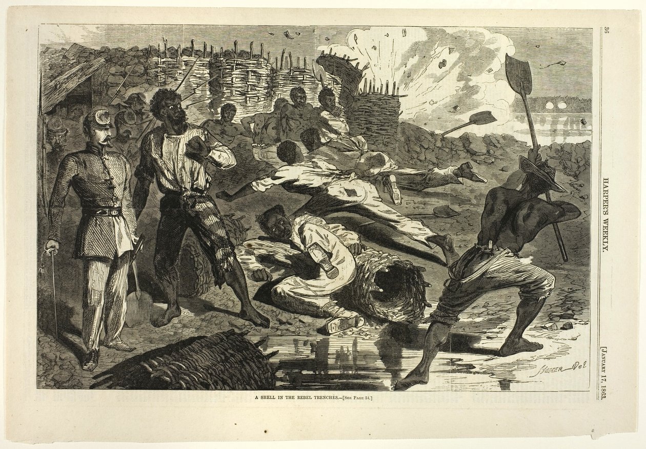 Uma concha nas trincheiras rebeldes de Winslow Homer
