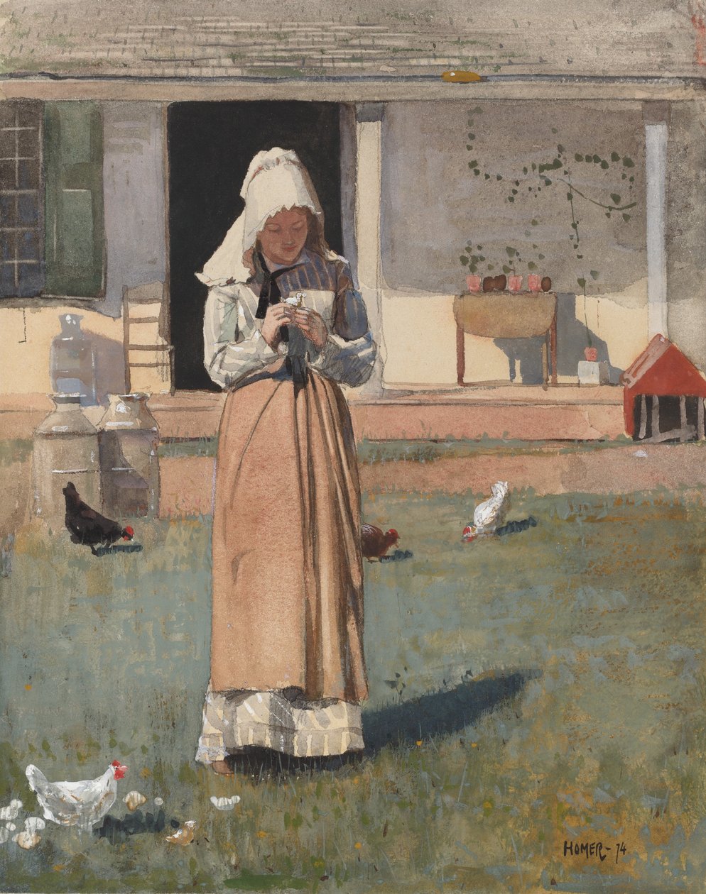 Um Frango Doente, 1874. de Winslow Homer
