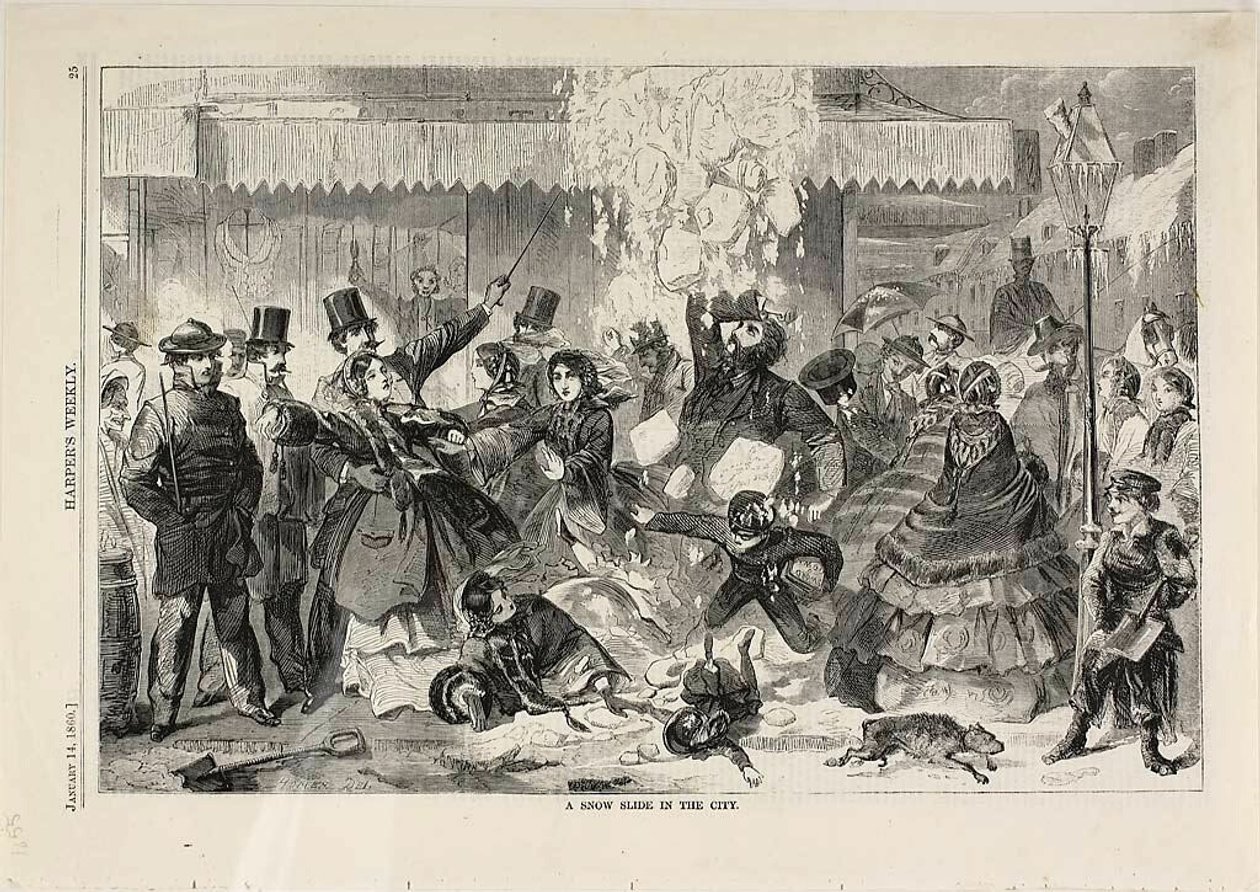 Um escorrega de neve na cidade de Winslow Homer