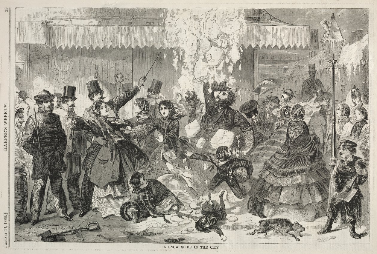 Um escorrega de neve na cidade de Winslow Homer