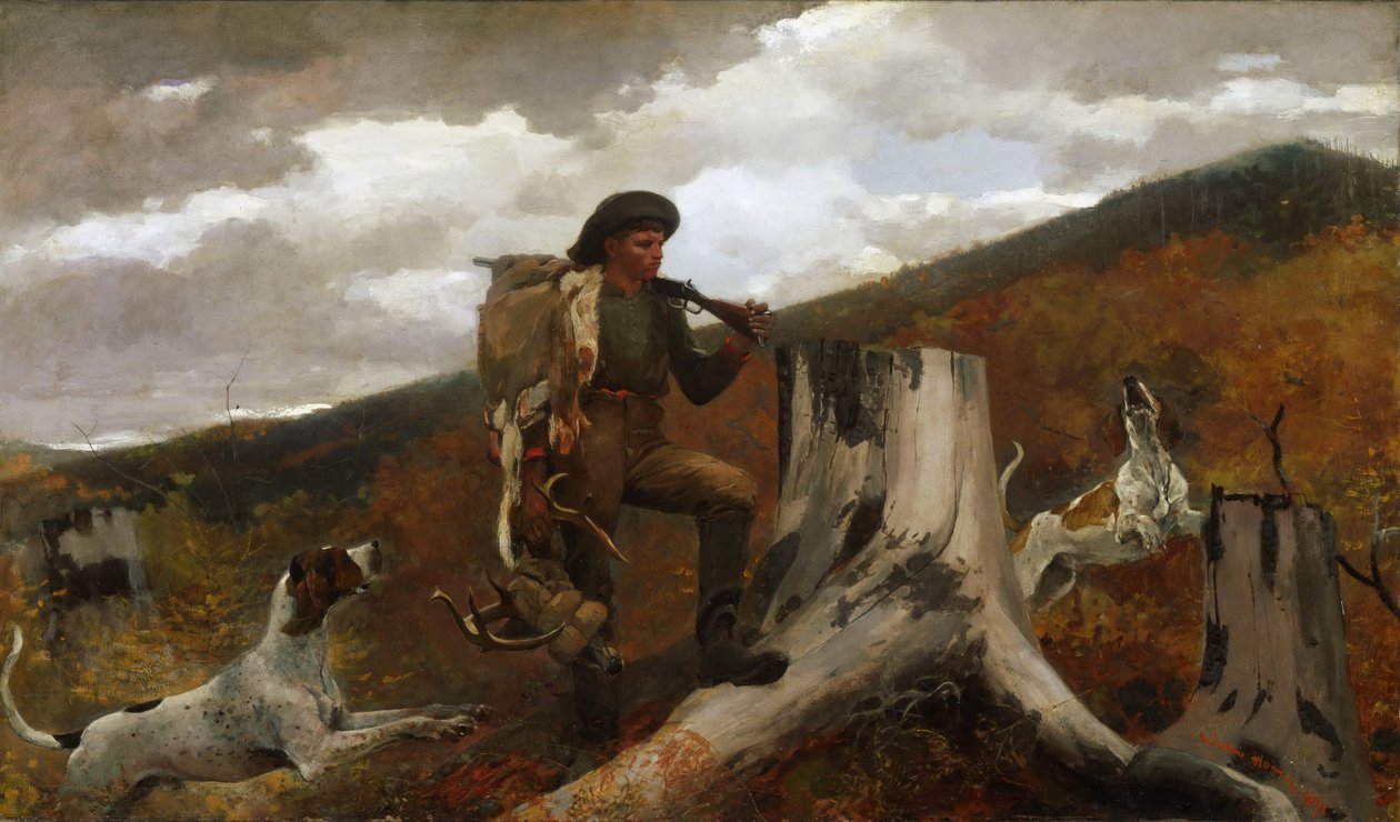 Um caçador e cães de Winslow Homer