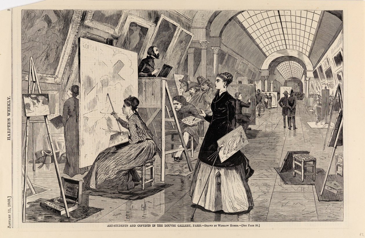 Estudantes de arte e copistas na Galeria do Louvre, Paris, de Harper