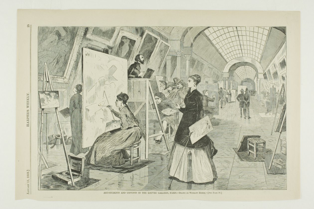 Estudantes de arte e copistas na Galeria do Louvre, Paris de Winslow Homer