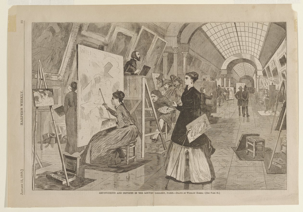Estudantes de arte e copistas na galeria do Louvre, Paris de Winslow Homer
