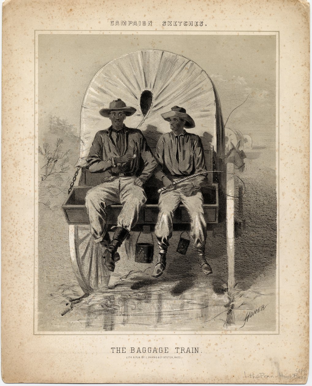 Trem de bagagem, ilustração de &39;esboços de campanha&39; de Winslow Homer
