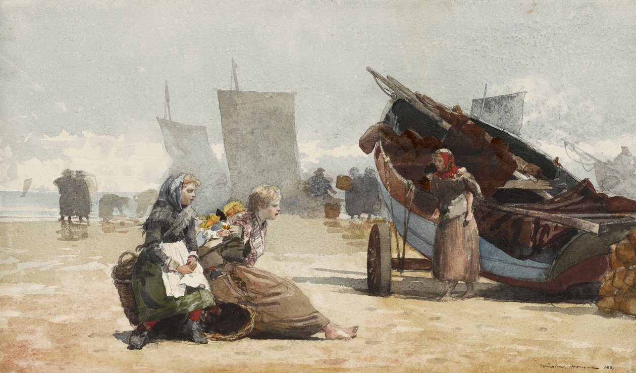 Cena de praia, Cullercoats, 1881 de Winslow Homer