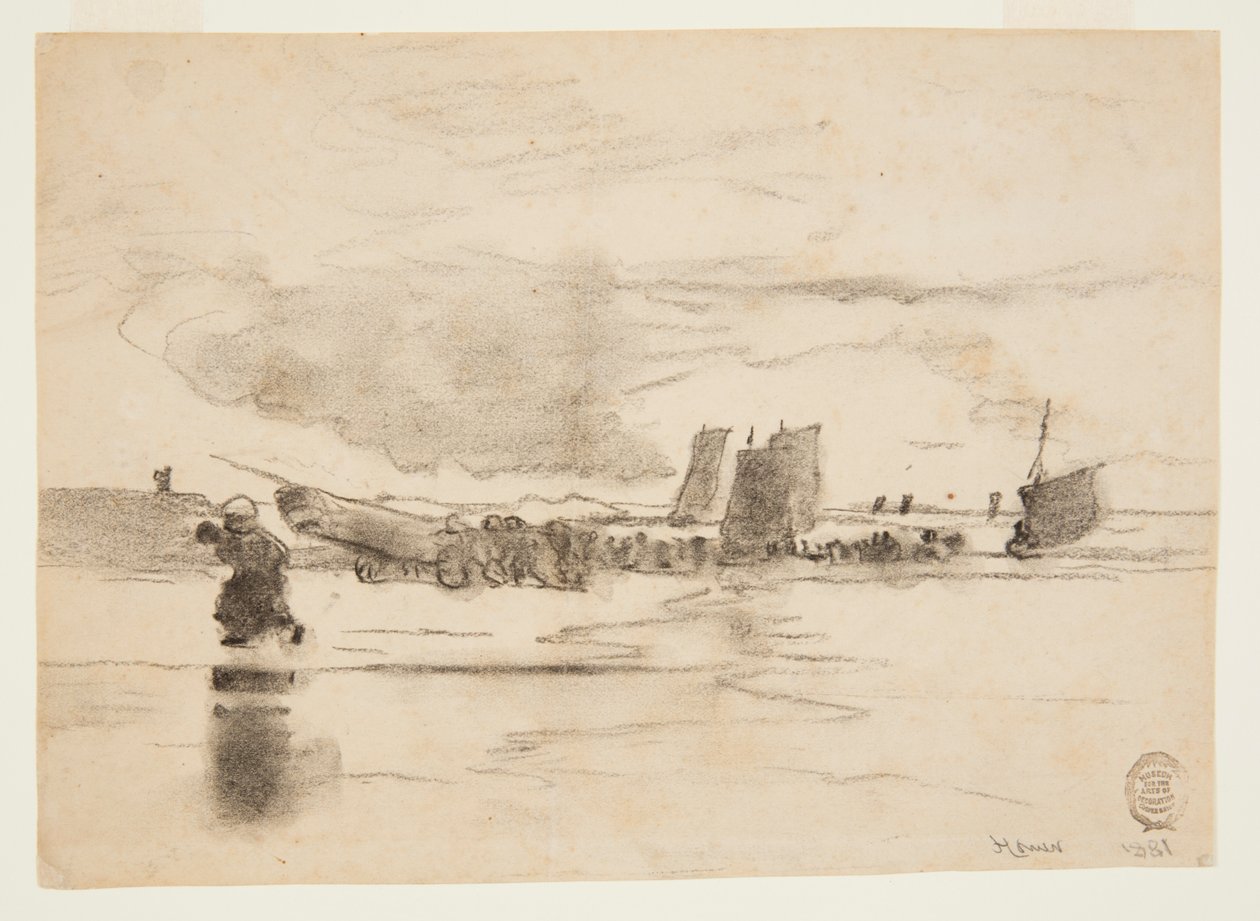 Praia na maré baixa, Cullercoats, Inglaterra de Winslow Homer