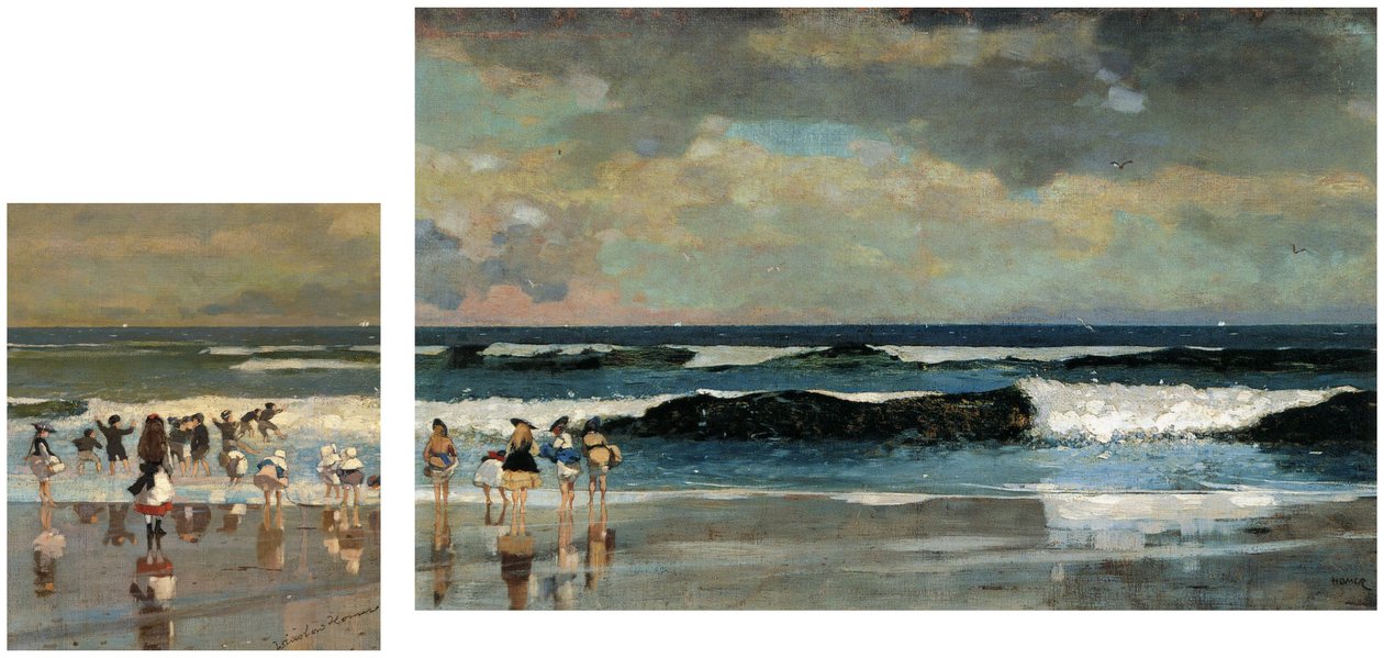 Cena de praia amp; Na praia de Winslow Homer
