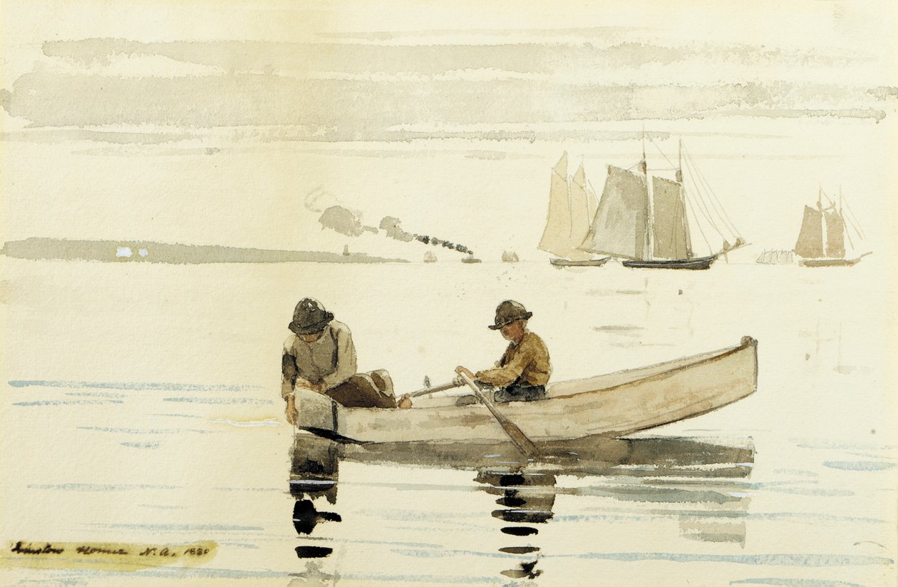 Meninos pescando, porto de Gloucester, 1880 de Winslow Homer