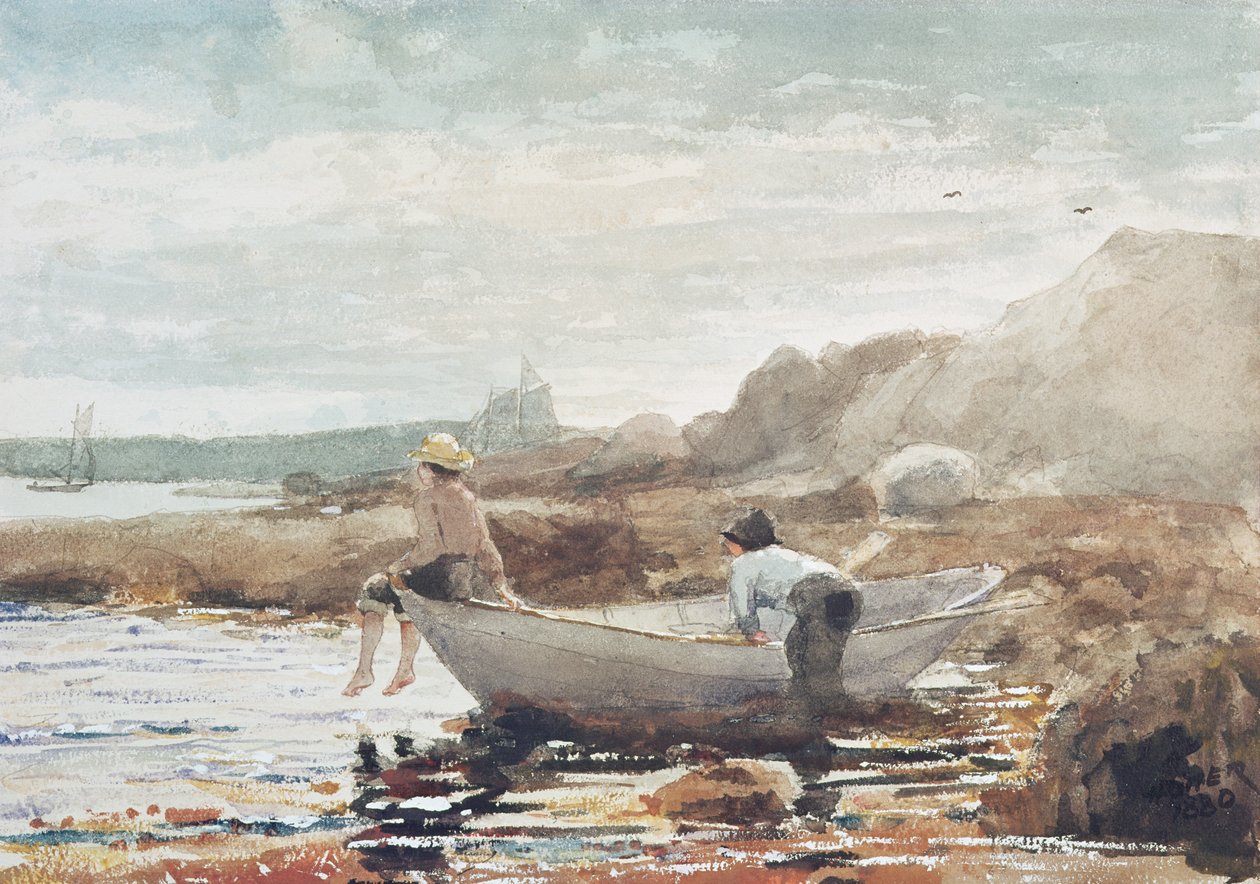 Boys on the Beach (aquarela sobre papel) de Winslow Homer