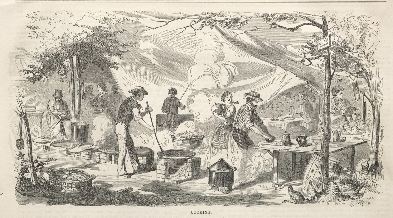 Esboços do Encontro de Acampamento:  Cozinha de Winslow Homer