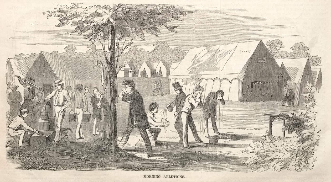 Esboços das reuniões do acampamento: Abluções da manhã, 1858. de Winslow Homer