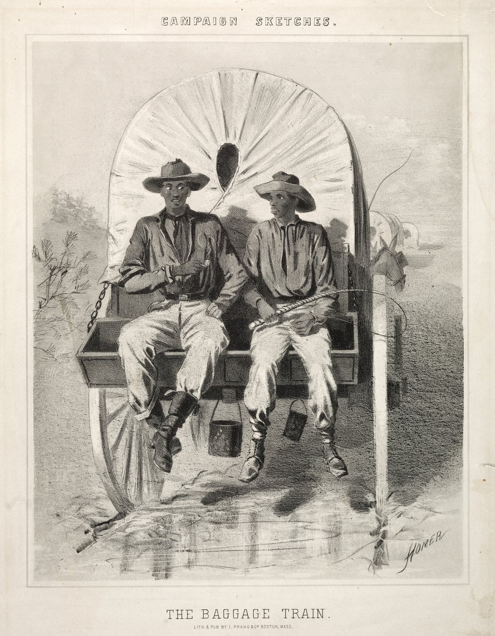 Esboços da campanha: O trem de bagagem, 1863. de Winslow Homer