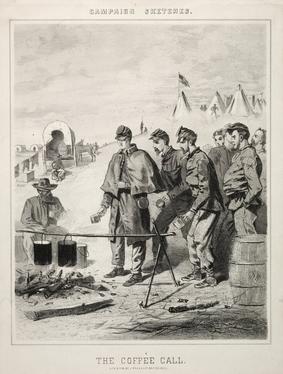 Esboços da campanha: The Coffee Call, 1863. de Winslow Homer