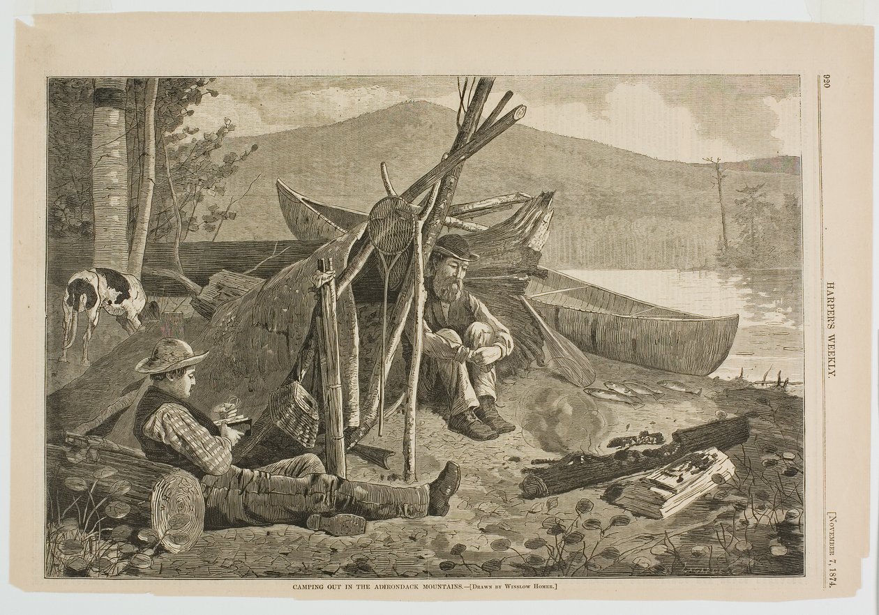 Acampar nas montanhas Adirondack de Winslow Homer