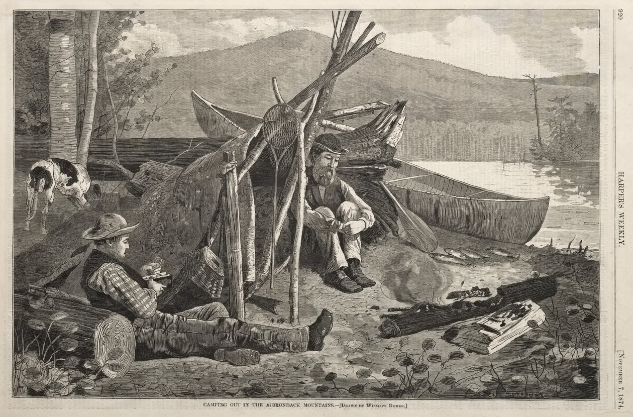 Acampar nas montanhas Adirondack de Winslow Homer