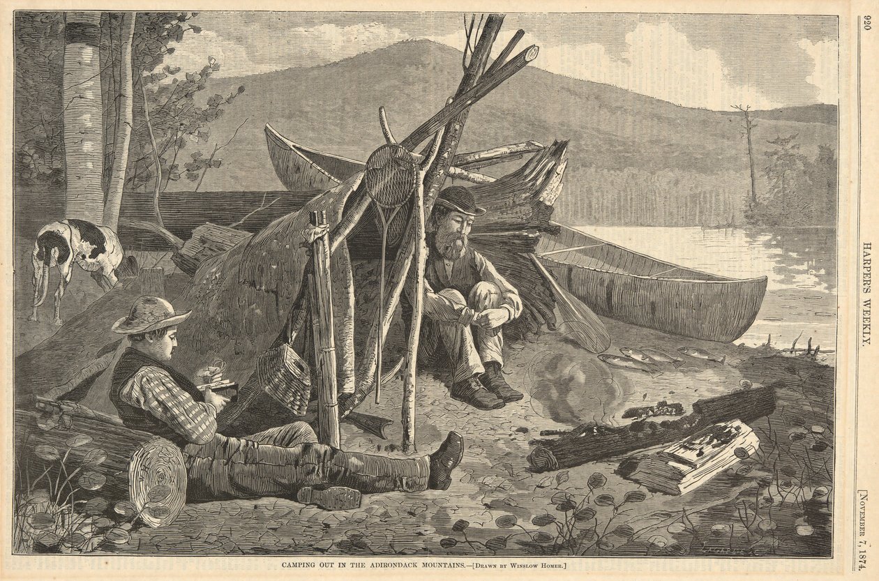 Acampando nas Montanhas Adirondack, de Harper de Winslow Homer