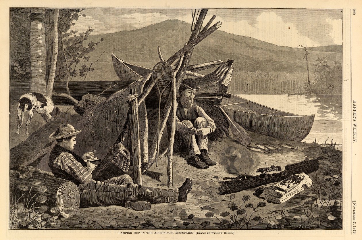 Acampamento nas Montanhas Adirondack, da revista «Harper