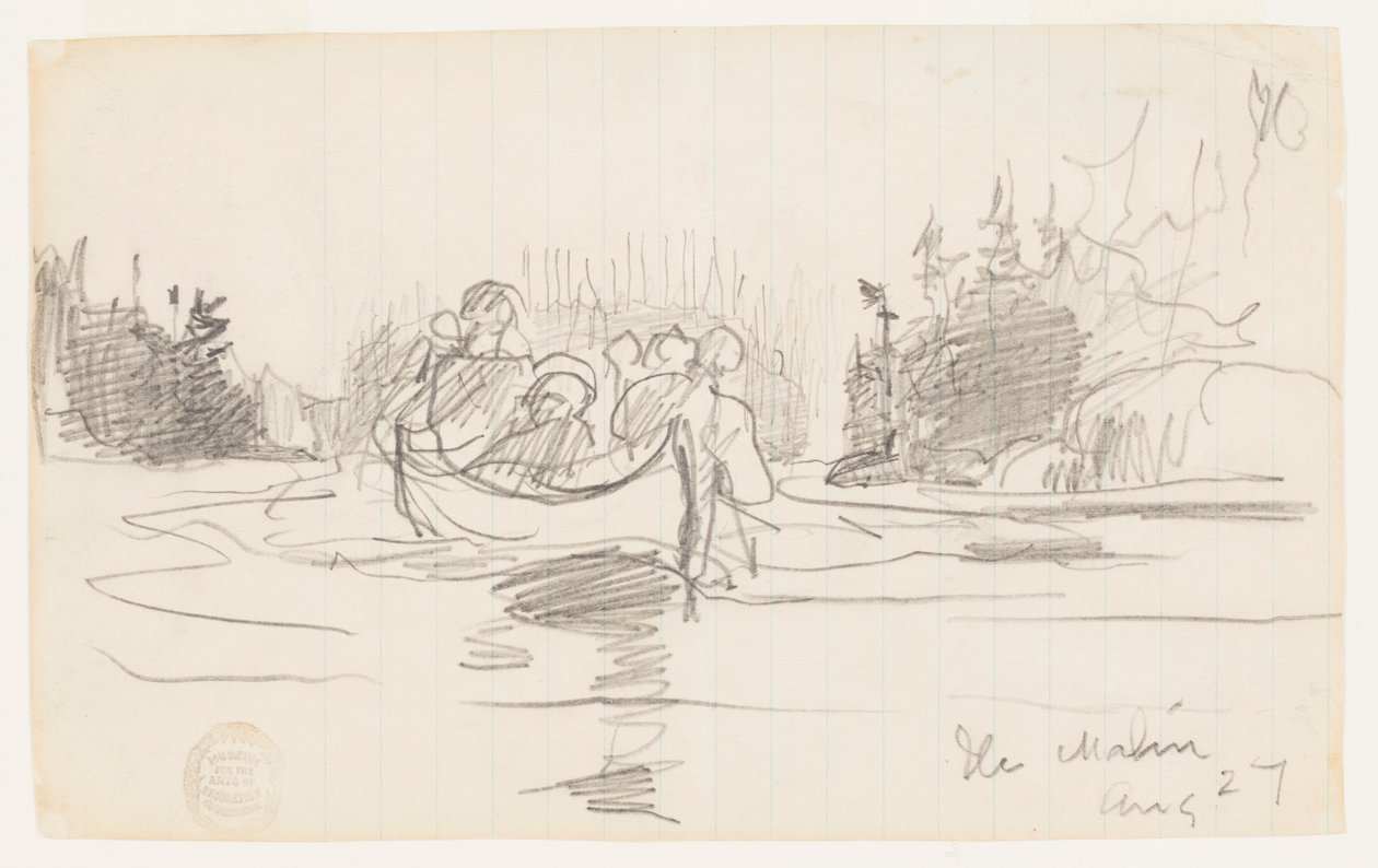 Canoa com três homens, Ile Maligne, Quebec de Winslow Homer