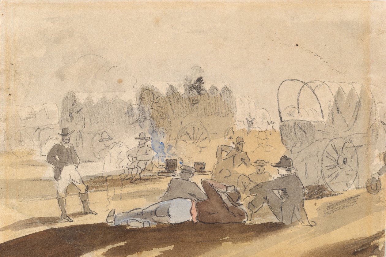 Caravana com carroças cobertas [recto], 1861. de Winslow Homer