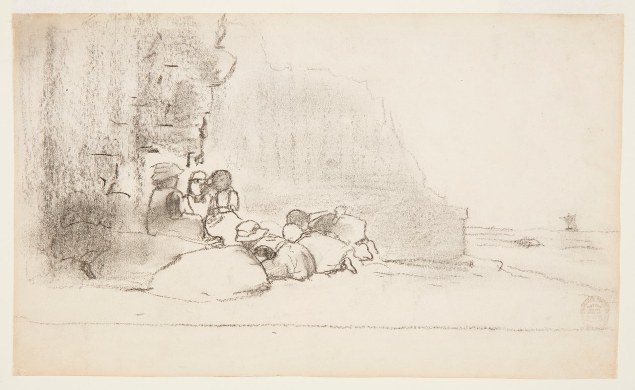 Crianças brincando à beira-mar, Cullercoats, Inglaterra de Winslow Homer
