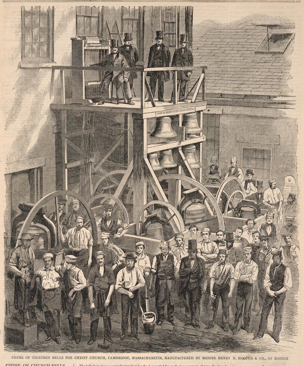Carrilhão de treze sinos para a Christ Church, Cambridge, Massachusetts, fabricado pelos senhores Henry N. Hooper & Co. de Boston, de Harper