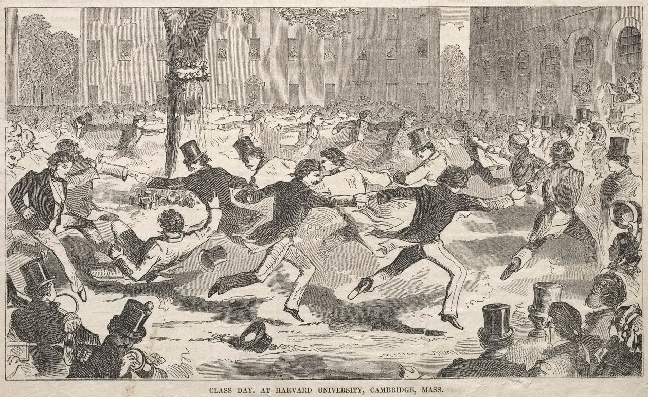 Dia da classe, na Universidade de Harvard, Cambridge, Massachusetts, 1858. de Winslow Homer
