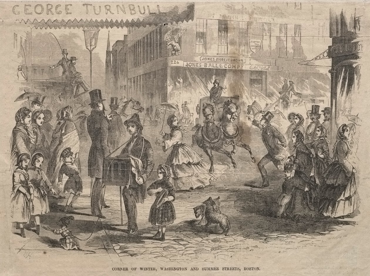 Corner Winter, Washington e Summer Streets, Boston, 1857. de Winslow Homer
