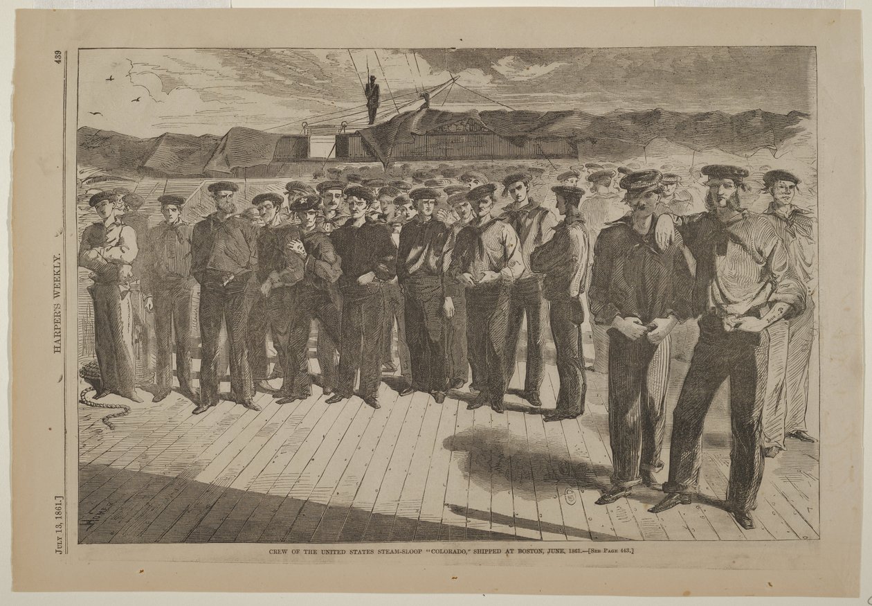 Tripulação do saveiro a vapor norte-americano Colorado, embarcada em Boston, junho de 1861 de Winslow Homer