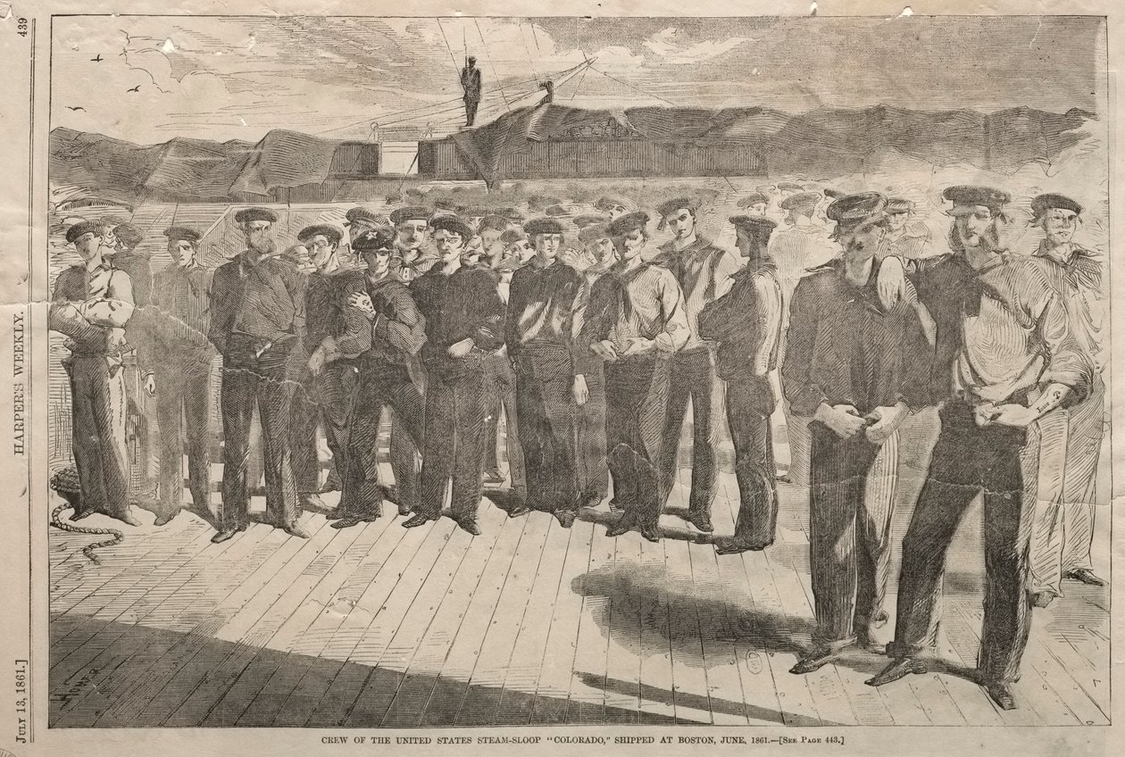 Grupo do Steam-Sloop Colorado dos Estados Unidos, enviado em Boston, em junho de 1861, 1861. de Winslow Homer