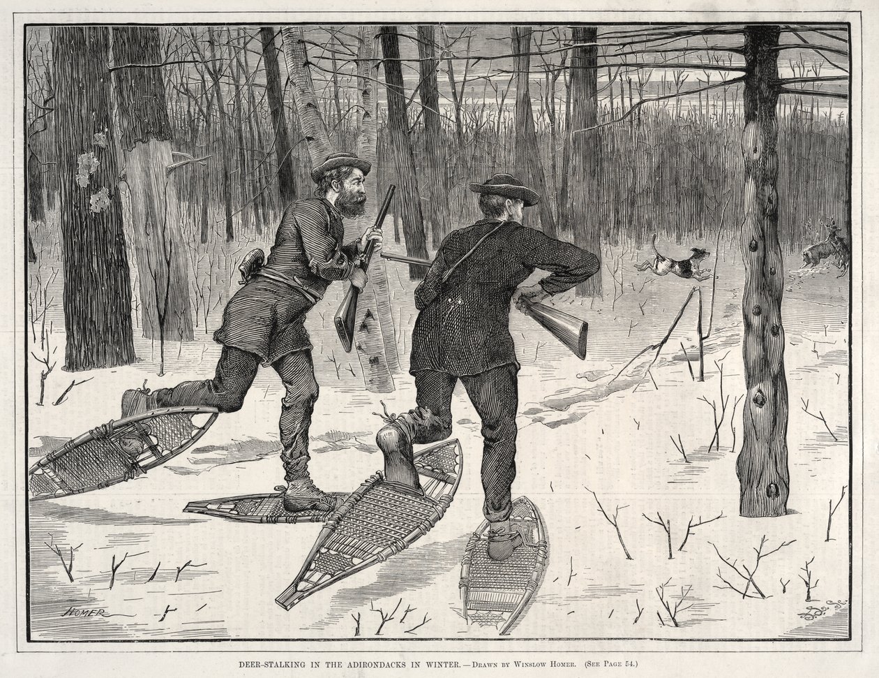 Caça ao veado nas Adirondacks no inverno de Winslow Homer