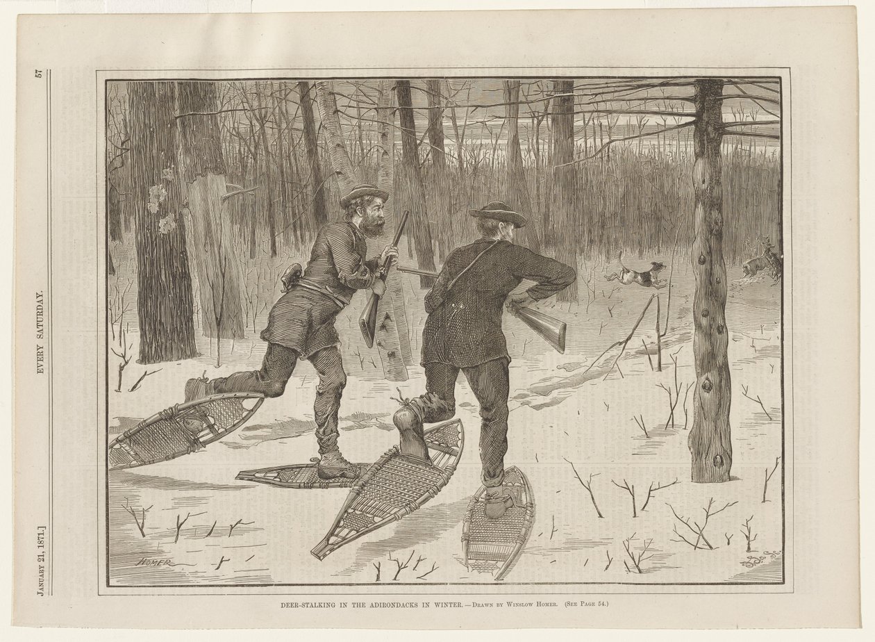 Caça ao veado nas Adirondacks no inverno de Winslow Homer