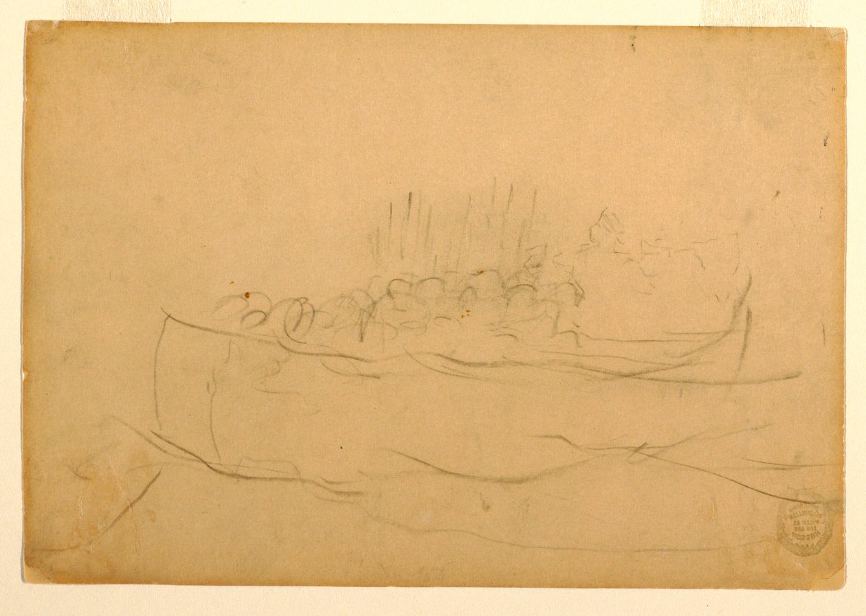 Desenho, Um barco cheio de homens, 1881-82 de Winslow Homer