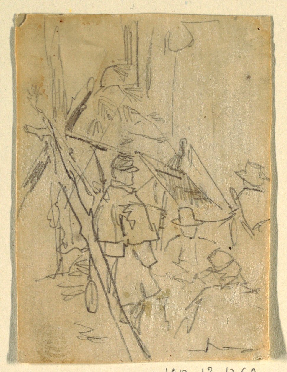 Desenho, Um acampamento do exército, 1862 de Winslow Homer