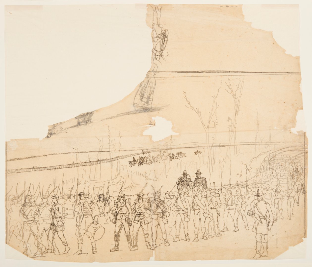 Desenho, Uma coluna de infantaria em marcha, 1862 de Winslow Homer