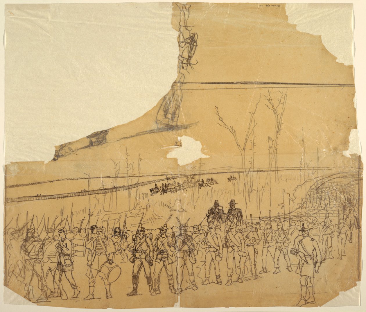 Desenho, Uma coluna de infantaria em marcha, 1862 de Winslow Homer
