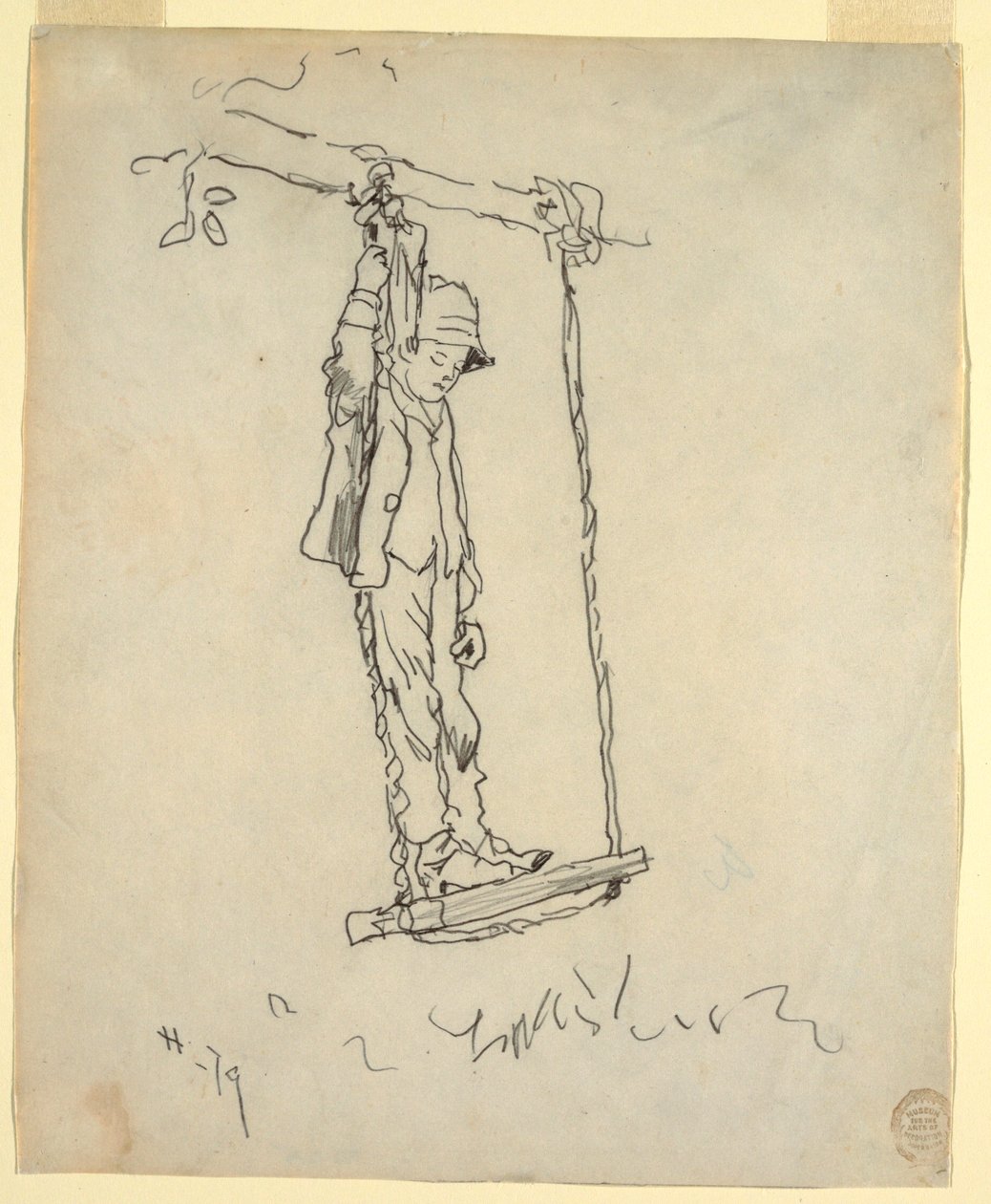 Desenho, Rapaz num baloiço, 1879 de Winslow Homer