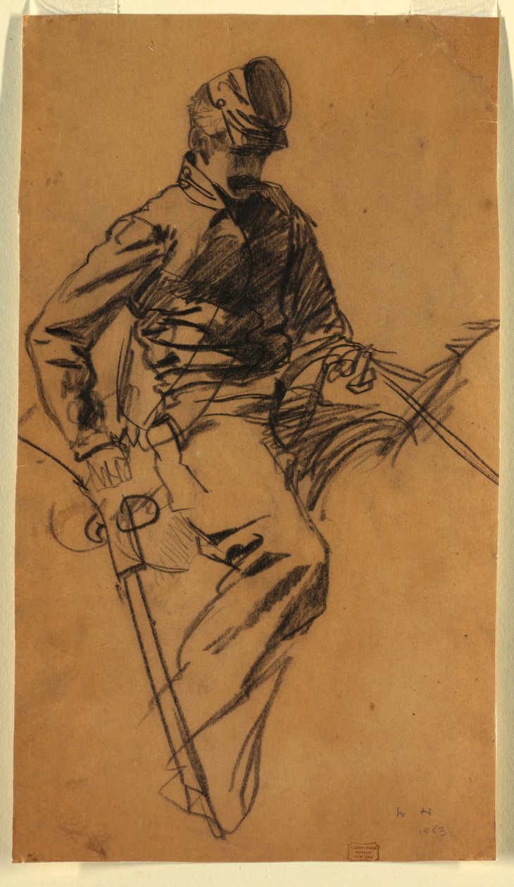 Desenho, Soldado de Cavalaria a cavalo, 1863 de Winslow Homer