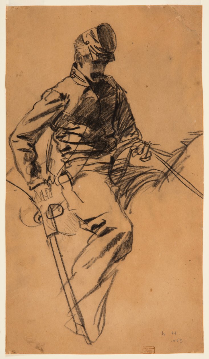 Desenho, Soldado de Cavalaria a cavalo, 1863 de Winslow Homer