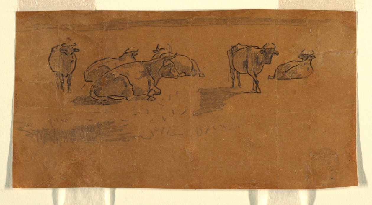 Desenho, Vacas num pasto, ca. 1872 de Winslow Homer