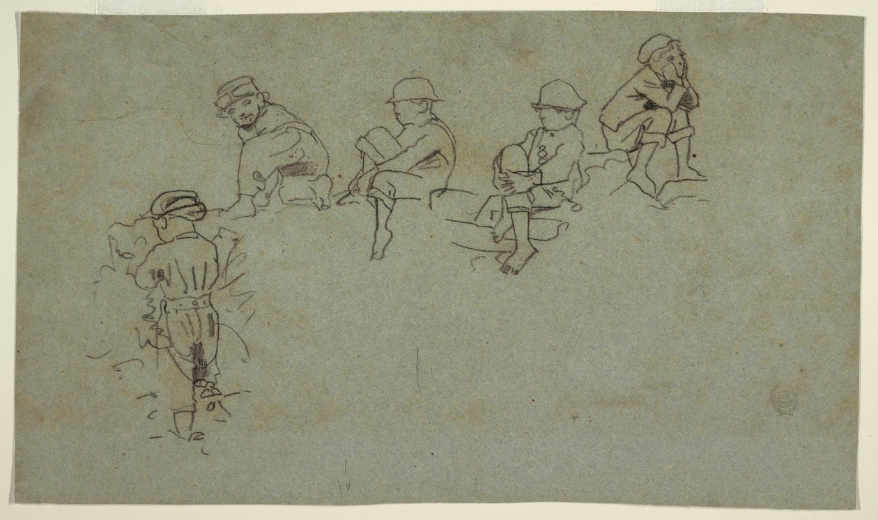 Desenho, Cinco esboços de jovens rapazes, ca. 1872 de Winslow Homer