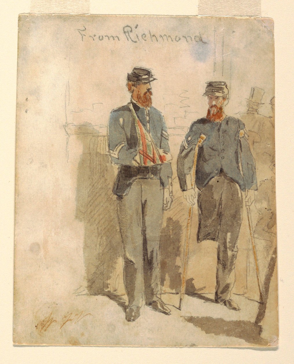 Desenho, "De Richmond"; Dois soldados feridos, 1862 de Winslow Homer