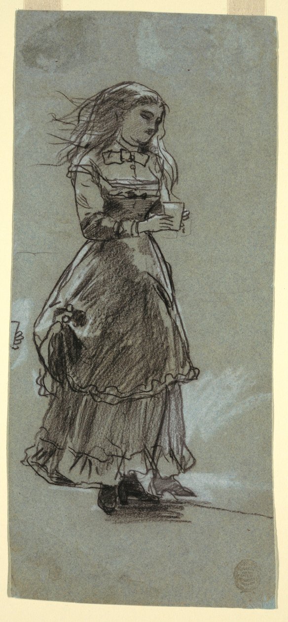 Desenho, Rapariga segurando um copo, provavelmente 1869 de Winslow Homer