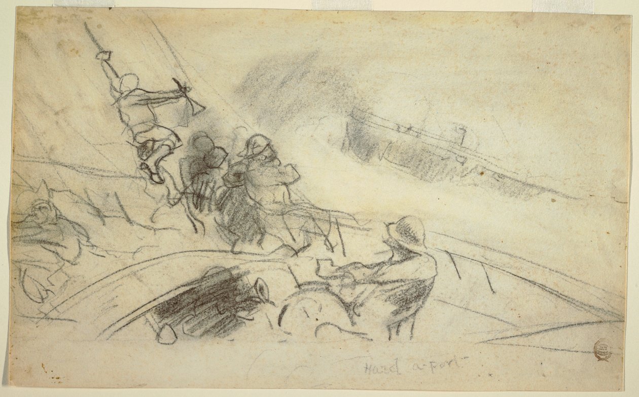 Desenho, Hard-a-Port, 1885-90 de Winslow Homer