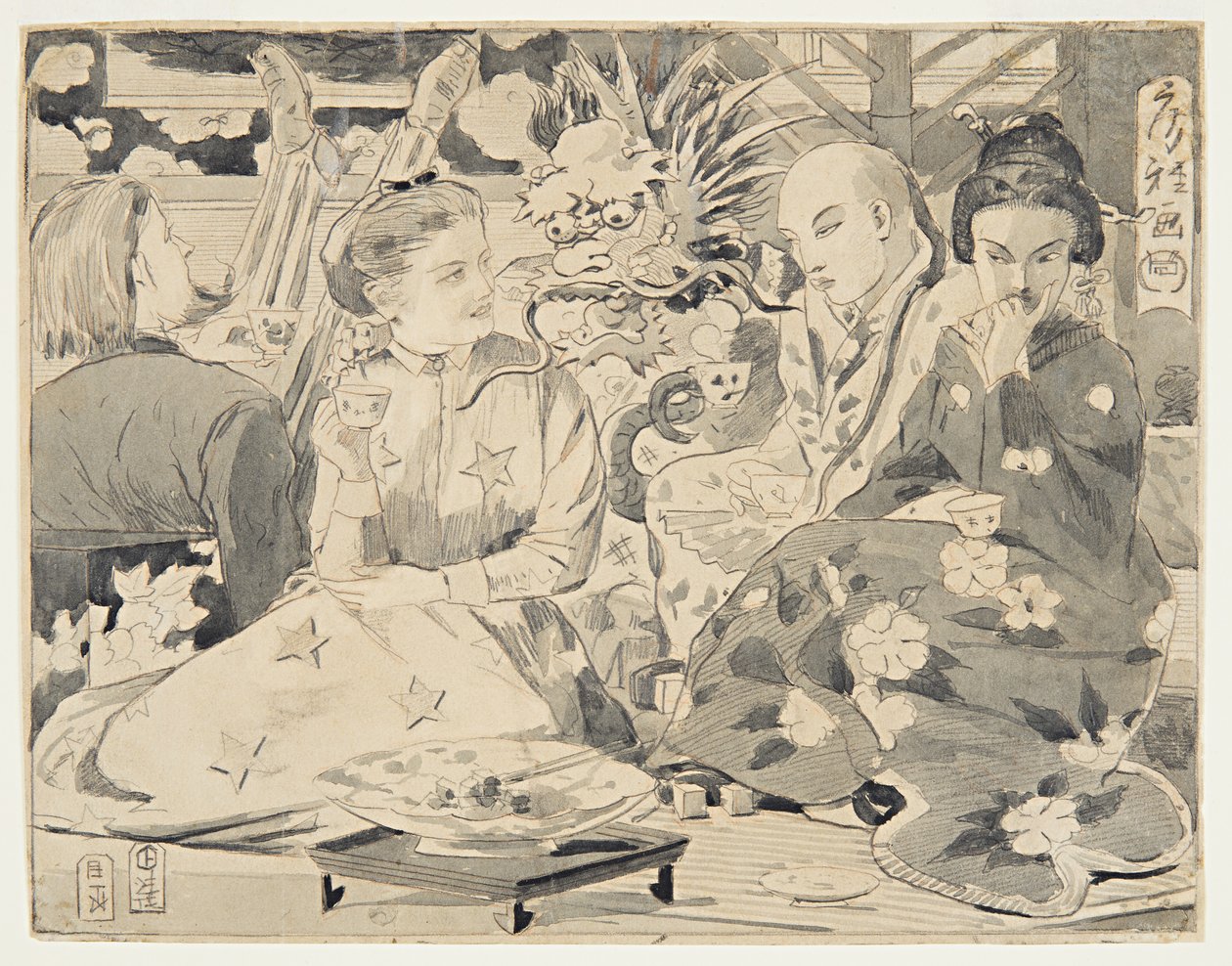 Desenho, Festa Internacional do Chá, ca. 1867 de Winslow Homer