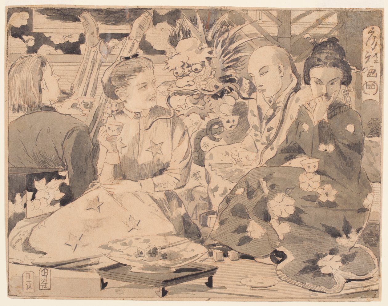 Desenho, Festa Internacional do Chá, ca. 1867 de Winslow Homer
