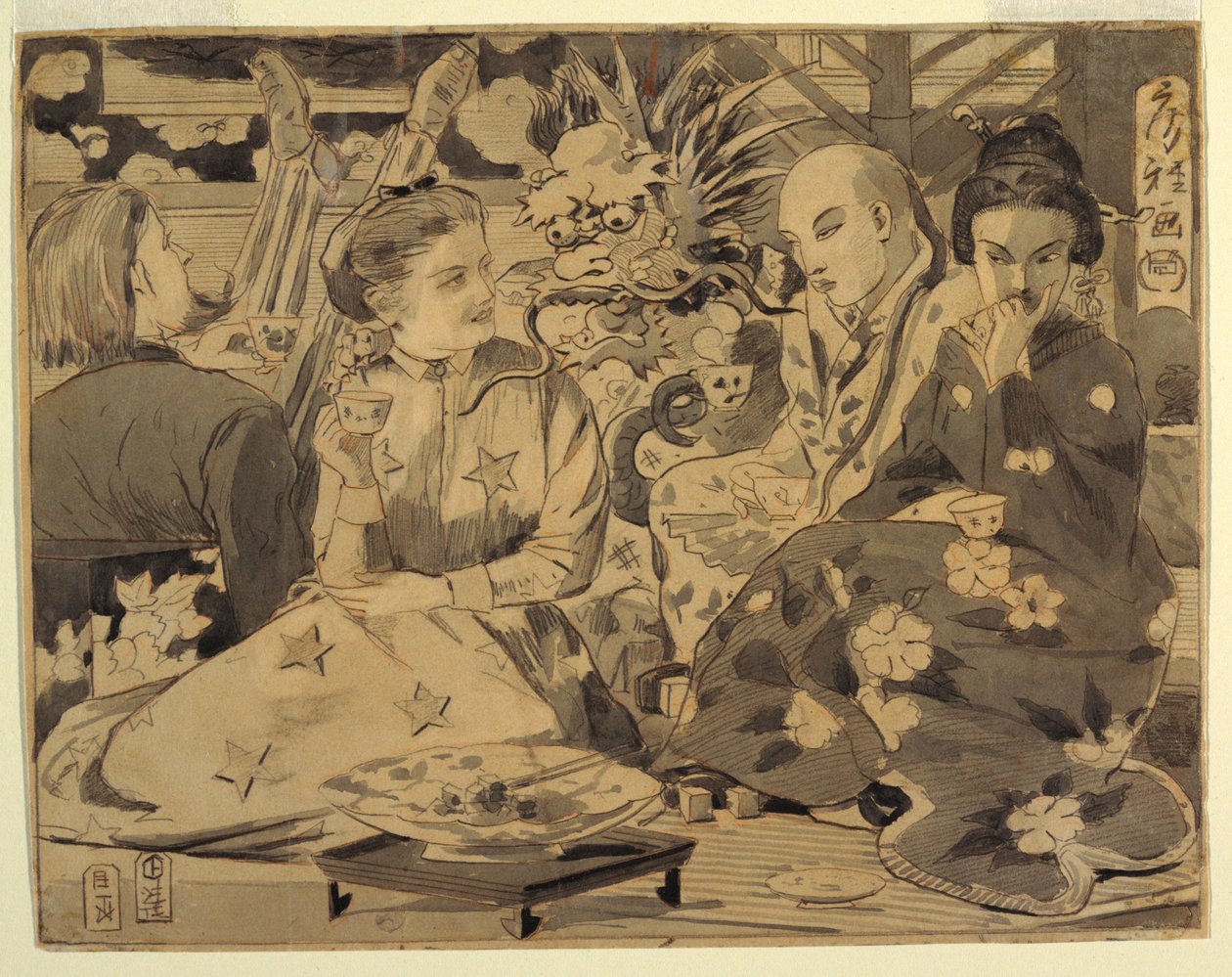 Desenho, Festa Internacional do Chá, ca. 1867 de Winslow Homer