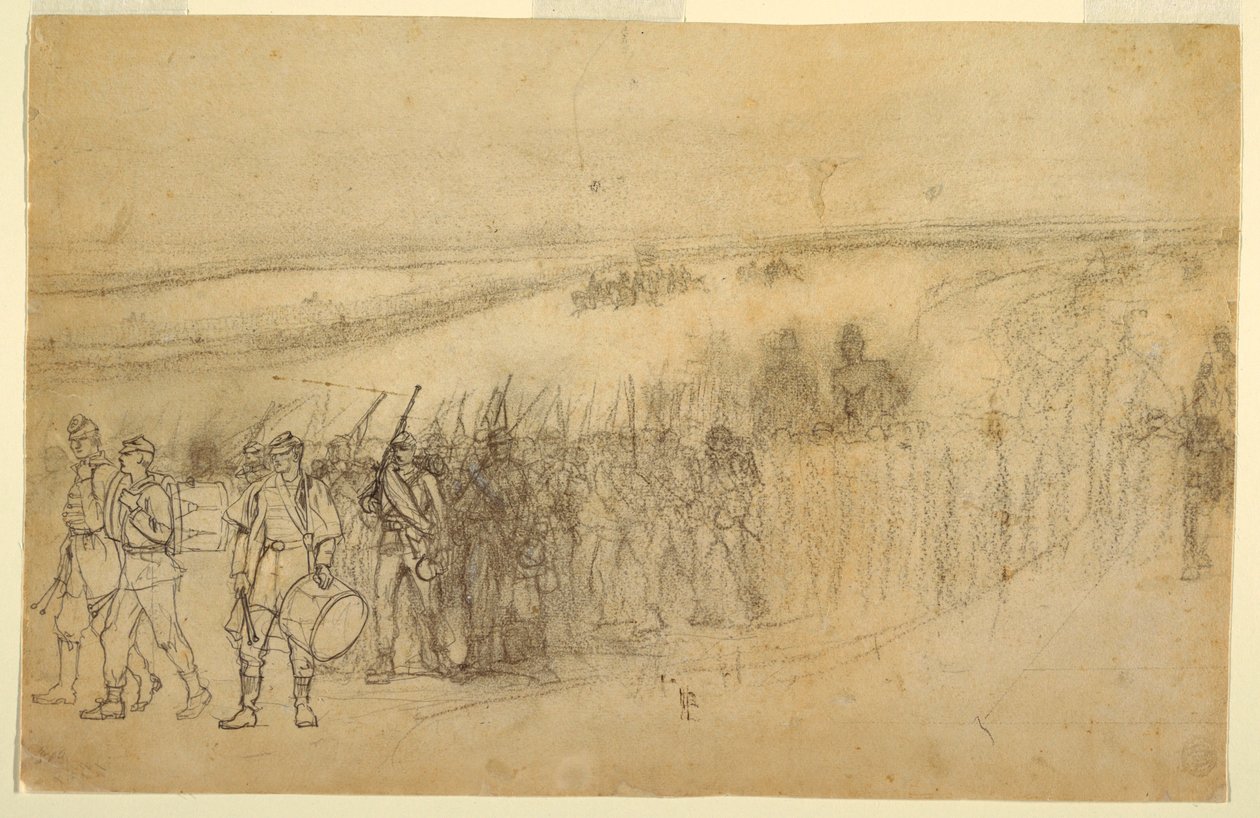 Desenho, Coluna de Infantaria em Marcha, ca. 1862 de Winslow Homer