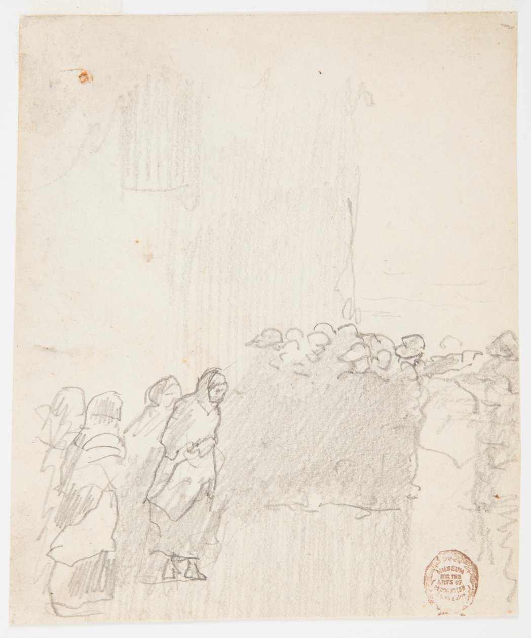 Desenho, Homens e mulheres olhando para o mar, Cullercoats, Inglaterra, 1881 de Winslow Homer