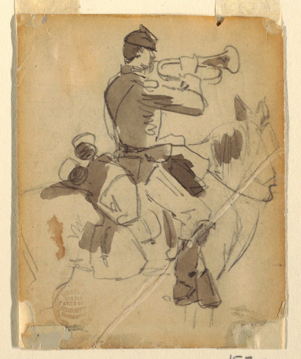 Desenho, Corneteiro montado, 1862 de Winslow Homer